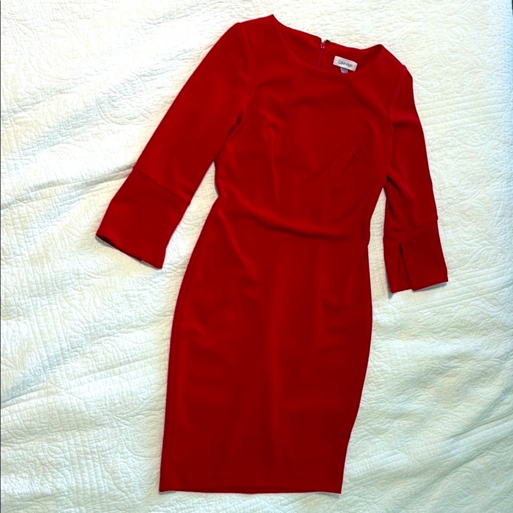 Red Sheath Dress Calvin Klein